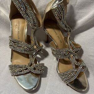 ANTONIO MELANI Sparkling gold Strappy Heels rhinestone holiday shiny